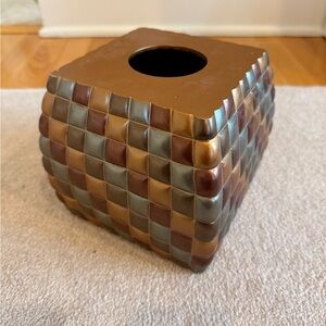 Kleenex tissue box never really used. Does not include Tissues. Gold, pink, blue